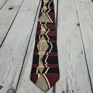 Vintage 80s Abstract Maroon Black Art Tie